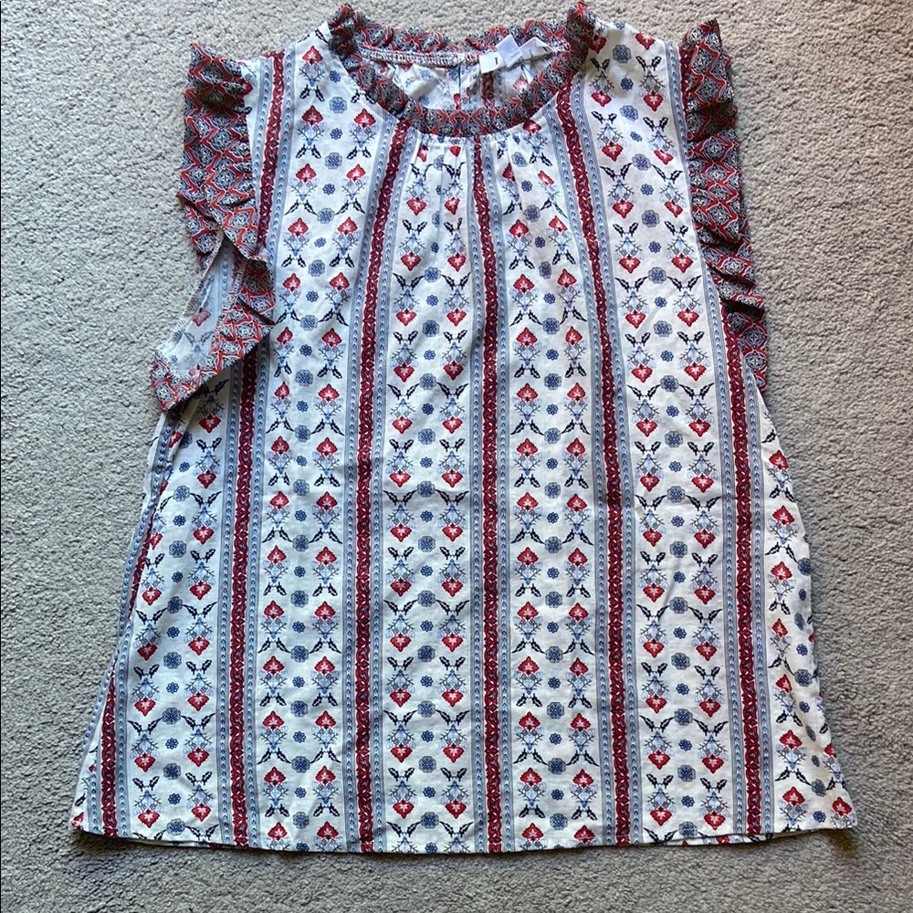 THML Red and Blue Floral Blouse